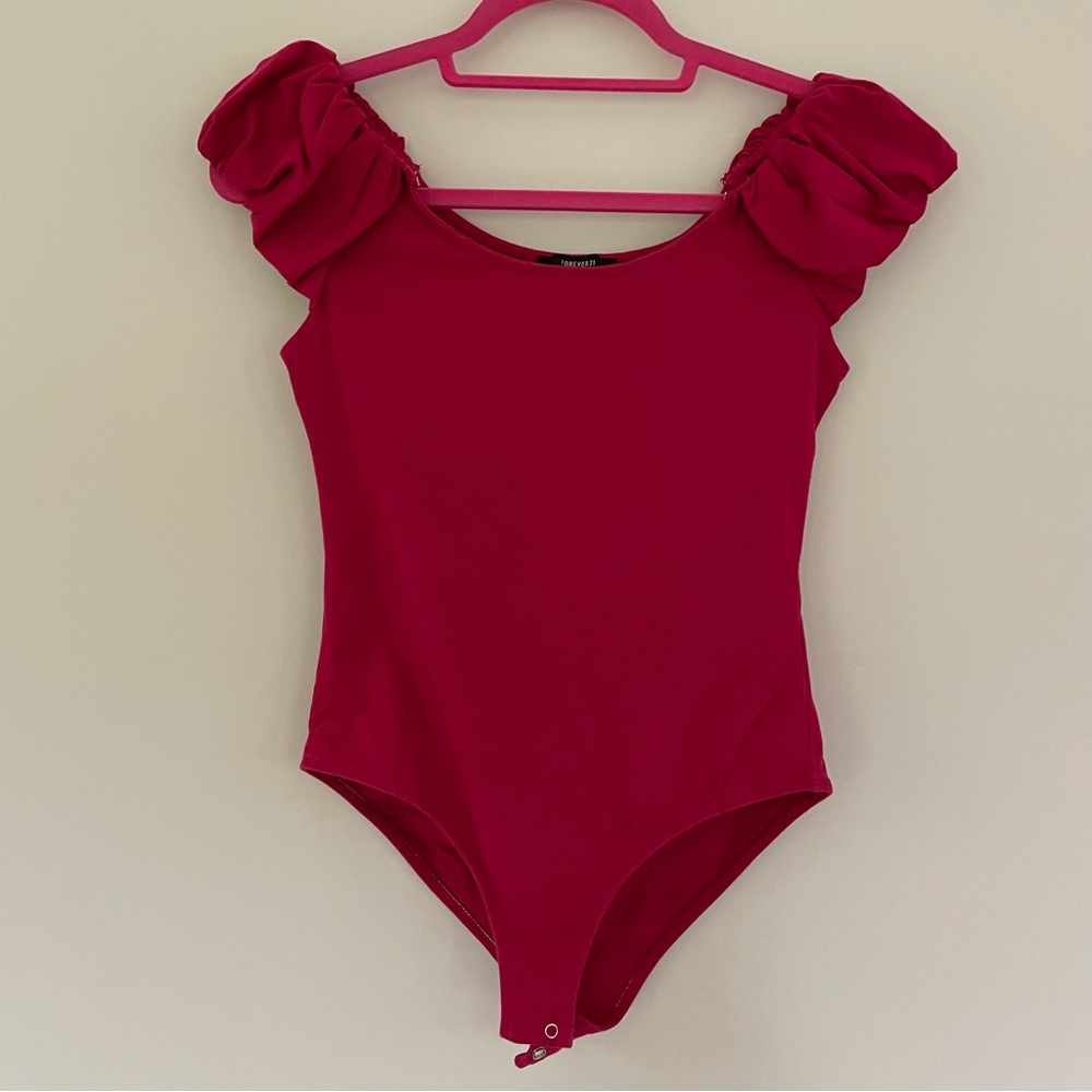 Red Ruffle Sleeve Bodysuit